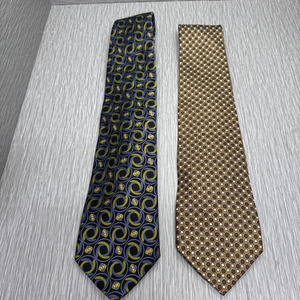 Robert Talbott Estate Silk Ties Lot of 2 Made in USA Geometric Paisley Neckties